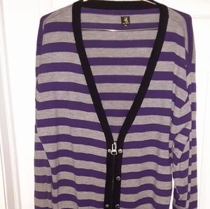 Brooklyn Basement Preppy Cardigan Striped Knit Sweater 3XL